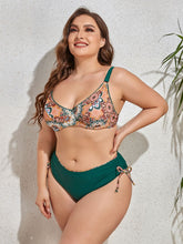 Load image into Gallery viewer, Plus Size Printed V-Neck Drawstring Bikini Set