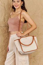 Load image into Gallery viewer, Fame Beach Chic Faux Leather Trim Tote Bag in Ochre