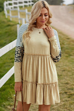 Load image into Gallery viewer, Mixed Print Frill Trim Long Sleeve Dress