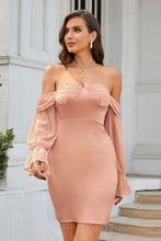 Load image into Gallery viewer, Off-Shoulder Flounce Sleeve Slit Dress