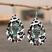 Load image into Gallery viewer, PU Leather Iron Hook Teardrop Earrings