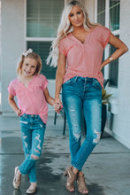 Load image into Gallery viewer, Women Buttoned Roll-Tab Sleeve Tee Shirt
