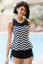 Load image into Gallery viewer, Full Size Chevron Print Ruched Tankini Set