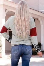 Load image into Gallery viewer, Leopard Color Block Drawstring Detail Sweatshirt