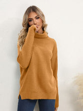 Load image into Gallery viewer, Slit Turtleneck Dropped Shoulder Sweater