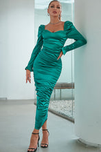 Load image into Gallery viewer, Ruched Puff Sleeve Sheath Dress