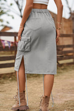 Load image into Gallery viewer, Drawstring Denim Cargo Skirt