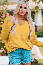 Load image into Gallery viewer, Ribbed Lace Trim V-Neck Top
