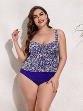Load image into Gallery viewer, Plus Size Two-Tone Drawstring Sleeveless Tankini Set