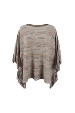 Load image into Gallery viewer, Round Neck Fringe Detail Sleeve Poncho