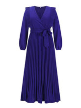 Load image into Gallery viewer, Pleated Surplice Tie Waist Maxi Dress