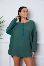 Load image into Gallery viewer, Half Button Up Round Neck Blouse