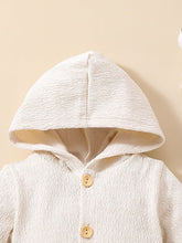 Load image into Gallery viewer, Baby Textured Button Front Hooded Jumpsuit with Pockets