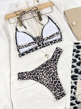 Load image into Gallery viewer, Leopard Cutout Halter Neck Bikini Set