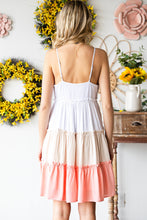 Load image into Gallery viewer, Color Block Frill Trim Spaghetti Strap Dress