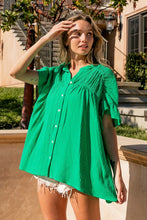 Load image into Gallery viewer, BiBi Texture Button Up Ruffle Short Sleeve Shirt