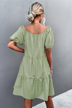 Load image into Gallery viewer, Puff Sleeve Square Neck Tiered Dress