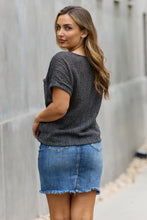 Load image into Gallery viewer, e.Luna Full Size Chunky Knit Short Sleeve Top in Gray