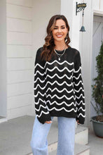 Load image into Gallery viewer, Wave Pattern Round Neck Long Sleeve Sweater