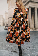 Load image into Gallery viewer, Printed Half Button Tie-Waist Pleated Dress