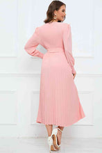 Load image into Gallery viewer, Round Neck Flounce Sleeve Pleated Dress