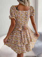 Load image into Gallery viewer, Floral Sweetheart Neck Flounce Sleeve Mini Dress