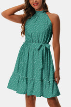 Load image into Gallery viewer, Printed Tie Waist Frill Trim Dress