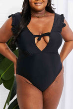 Load image into Gallery viewer, Marina West Swim Seashell Ruffle Sleeve One-Piece in Black
