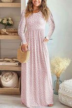 Load image into Gallery viewer, Leopard Round Neck Long Sleeve Maxi Dress