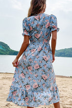 Load image into Gallery viewer, Floral V-Neck Ruffle Hem Midi Dress