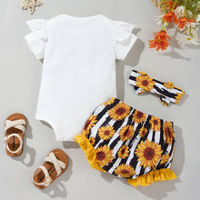 Load image into Gallery viewer, Baby Girl Graphic Ruffle Shoulder Bodysuit and Bloomer Set