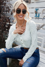 Load image into Gallery viewer, Leopard Buttoned Lace Trim Round Neck Top
