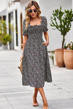 Load image into Gallery viewer, Floral Ruffled Square Neck Dress with Pockets