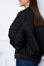Load image into Gallery viewer, Ruched Zip Up Dropped Shoulder Jacket