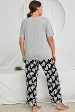 Load image into Gallery viewer, Plus Size V-Neck Tee and Floral Pants Lounge Set