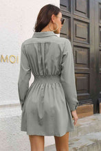 Load image into Gallery viewer, Johnny Collar Smocked Waist Long Sleeve Mini Dress