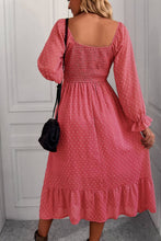 Load image into Gallery viewer, Swiss Dot Smocked Ruffle Hem Flounce Sleeve Dress