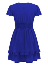 Load image into Gallery viewer, Tied V-Neck Tiered Mini Dress