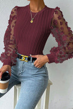 Load image into Gallery viewer, Double Take Textured Applique Long Sleeve Blouse