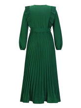 Load image into Gallery viewer, Pleated Surplice Tie Waist Maxi Dress