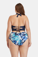 Load image into Gallery viewer, Plus Size Floral Lace-Up Halter Neck Bikini Set
