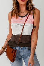 Load image into Gallery viewer, Color Block Openwork Knit Tank Top