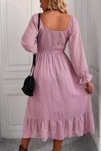 Load image into Gallery viewer, Swiss Dot Smocked Ruffle Hem Flounce Sleeve Dress