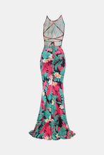 Load image into Gallery viewer, Botanical Print Halter Neck Crisscross Dress