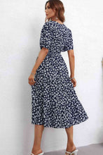 Load image into Gallery viewer, Floral Drawstring Waist Short Sleeve Midi Dress
