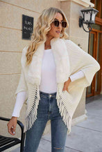 Load image into Gallery viewer, Fringe Detail Long Sleeve Ribbed Poncho