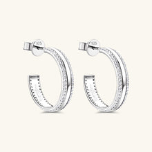 Load image into Gallery viewer, 925 Sterling Silver Inlaid Moissanite C-Hoop Earrings
