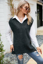 Load image into Gallery viewer, V-Neck Side Slit Sweater Vest
