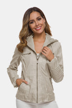 Load image into Gallery viewer, Zipper Front Hooded PU Leather Jacket