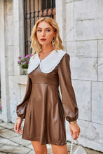 Load image into Gallery viewer, PU Leather Statement Collar Dress